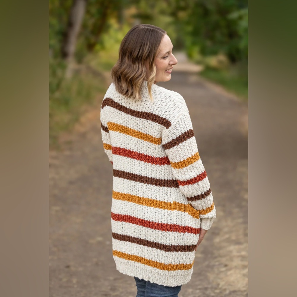 Michelle Mae Fall Stripe Cardigan 2X